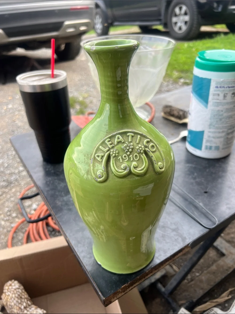 Vintage Green Ceramic Decorative Vase